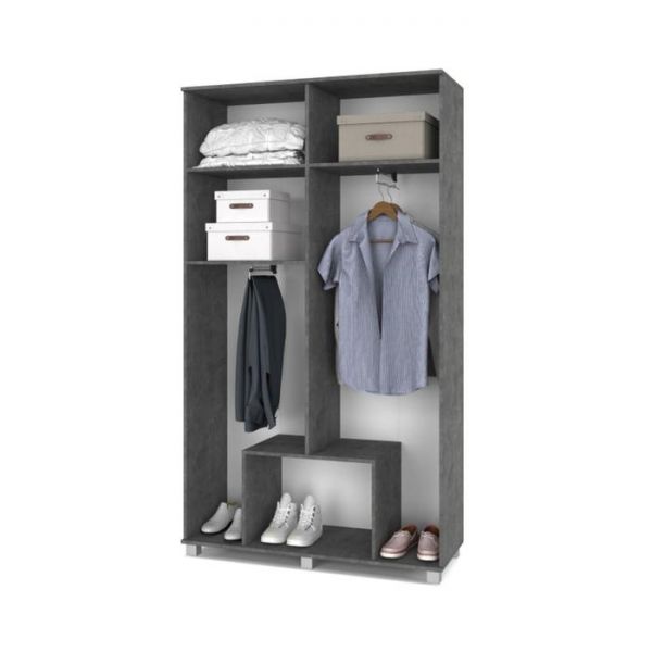 Шкаф четырёхстворчатый с зеркалом Карина К42 1200x420x2100 Камень темный/дуб ирландский