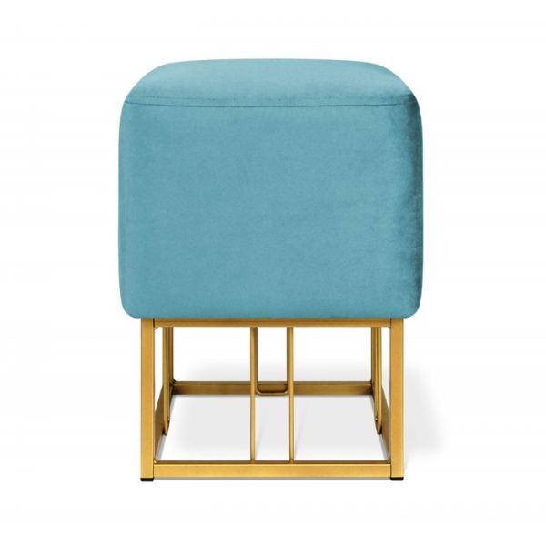 Банкетка Sheffilton SHT-B9 350х350х450 микровелюр голубая пастель/золото металл
