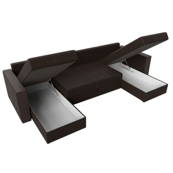 П-образный диван «Валенсия», механизм дельфин, рогожка, цвет серый