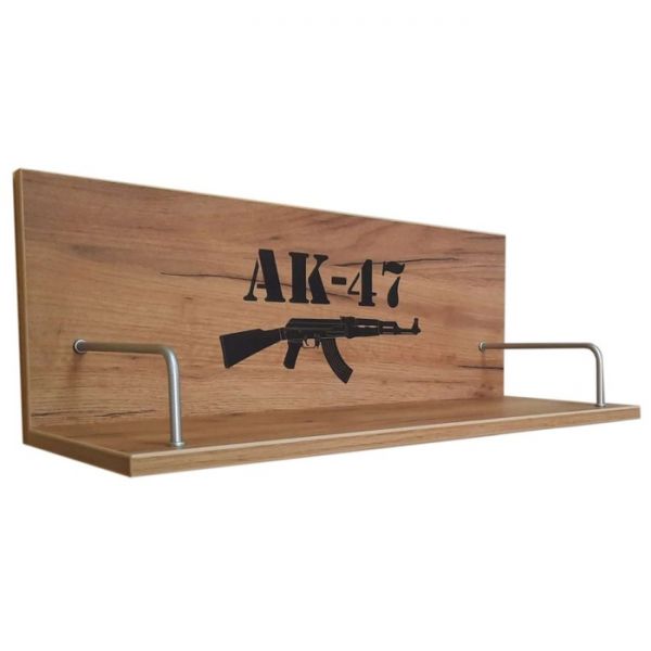 Полка 600 ? 236 ? 236 мм, фотопечать «АК-47», цвет дуб золотой
