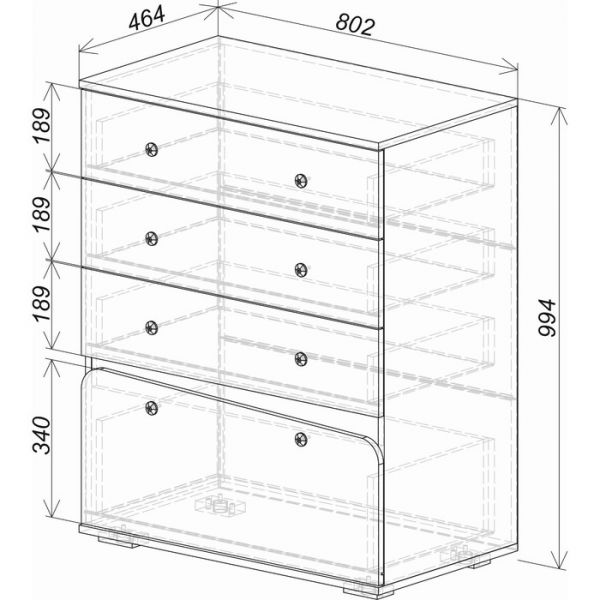 Комод Малибу 802х460х994 ясень белый/айскрим с фотопечатью