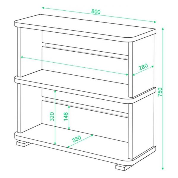 Стеллаж, 800 ? 330 ? 750 мм, цвет карамель