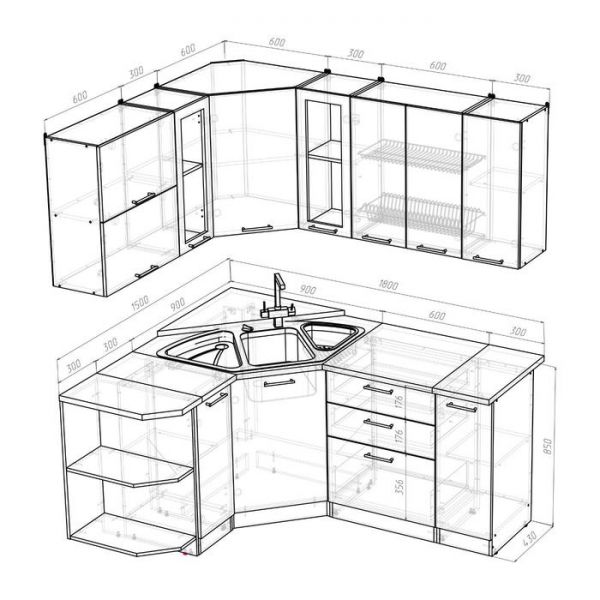 Кухонный гарнитур Кира оптима 1500*1800