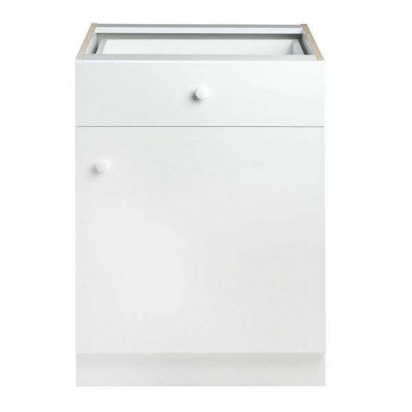 Шкаф напольный с 1 ящиком Гамма 600х580х820 Белый/Белый
