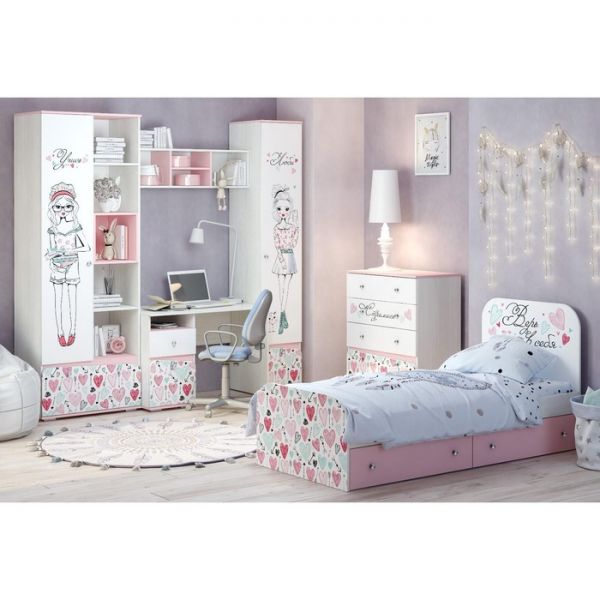 Стол письменый Малибу 1086х600х721 ясень белый/айскрим с фотопечатью