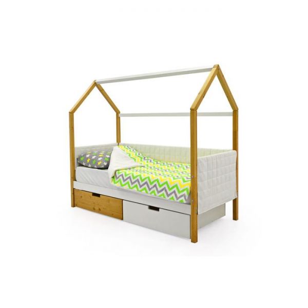 Детская кровать-домик мягкий Бельмарко  Svogen дерево-белый