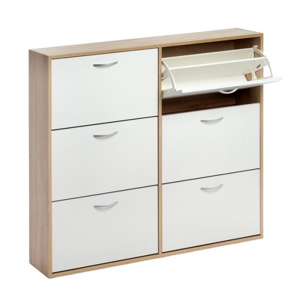 Обувница Приветливая-4, 1186х223х1096, Дуб сонома/белый