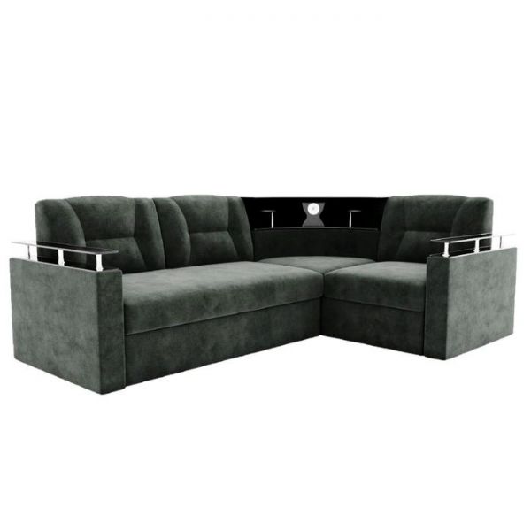 Угловой диван «София», угол правый, дельфин, подсветка, велюр, ЛДСП венге, цвет селфи 01