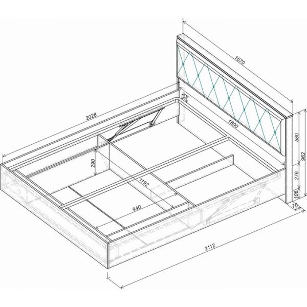 Кровать двуспальная Кимберли с под. механизмом 1600х2000 ясень белый/белый глянец