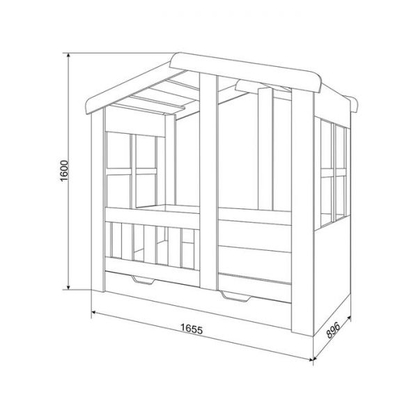 Детская кровать-чердак «Астра домик», с ящиком, цвет белый / салатовый