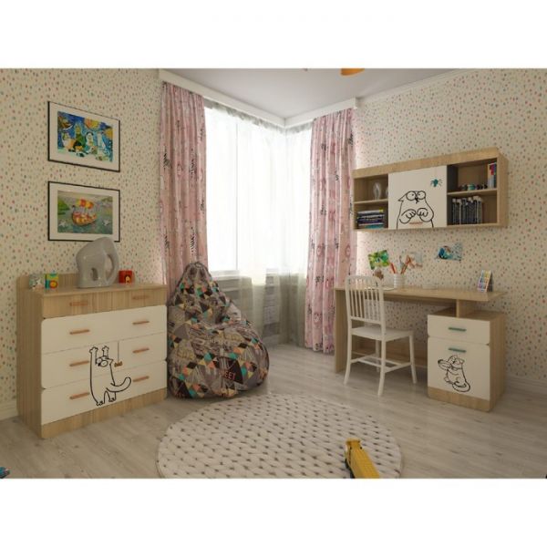 Комод «Кот 9.1», цвет туя светлая / белый