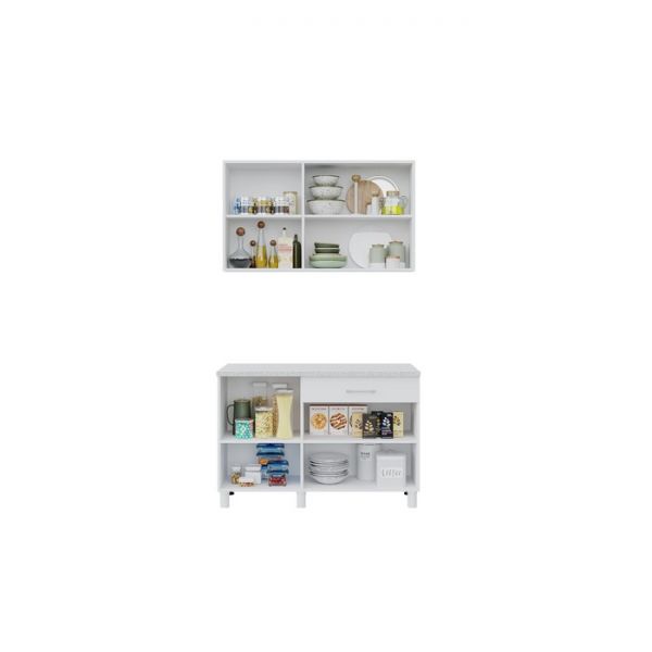 Кухонный гарнитур Тренд 1200, цельная столешница, Белый/Сонома/Белый