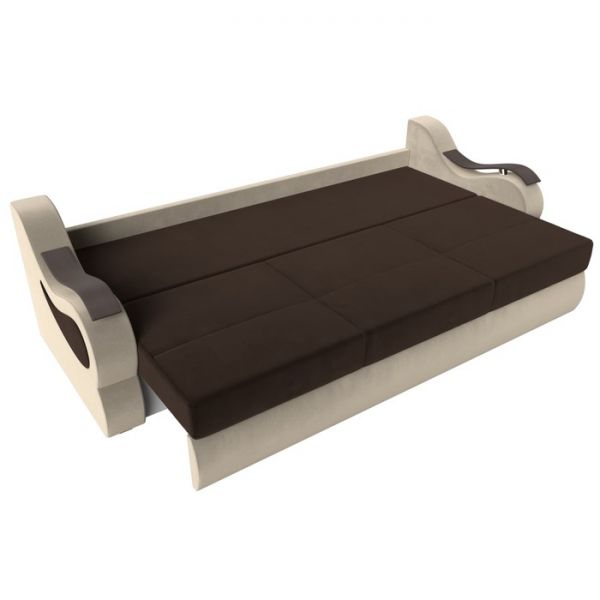 Прямой диван «Меркурий», механизм еврокнижка, микровельвет, цвет бежевый / коричневый