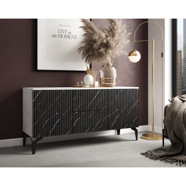 Тумба под ТВ Дольче-Вита, 1200х600х400, Блэкбери МДФ/ Цемент ЛДСП