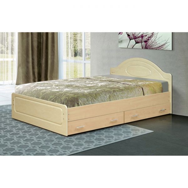 Кровать двойная с ящиками «Венеция 1», 1200 ? 1900 мм, цвет клён жемчуг глянец