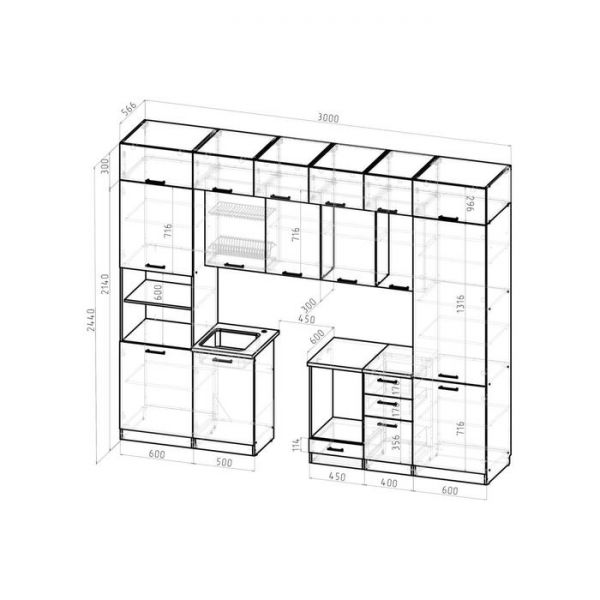 Кухонный гарнитур Сапфир 2 3000