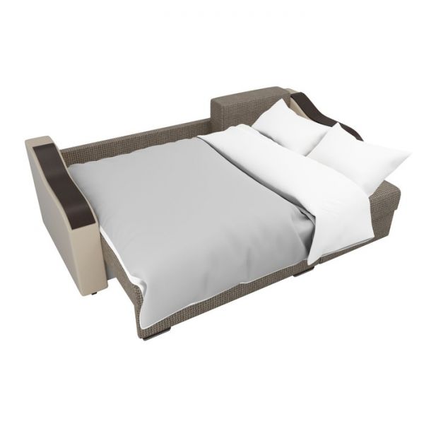 Угловой диван «Монако», механизм еврокнижка, рогожка, цвет бежевый / коричневый