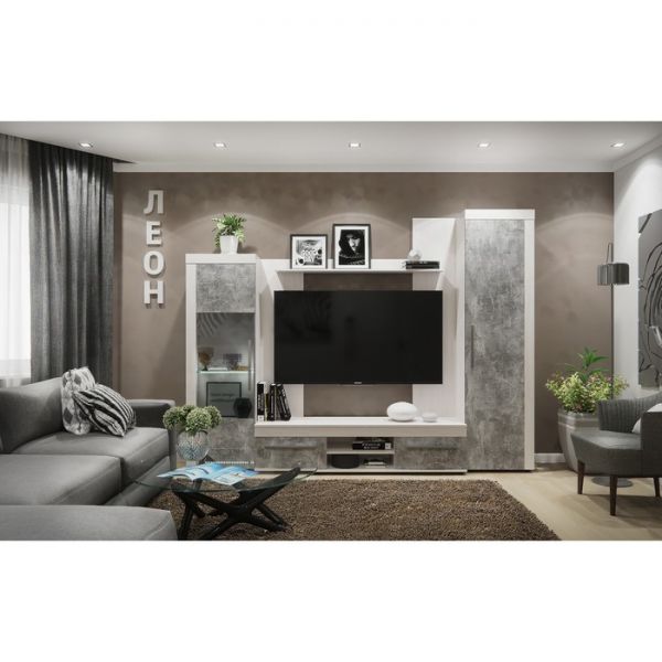 Витрина низкая «Леон 2», 560 ? 389 ? 1758 мм, цвет ясень анкор светлый / ателье светлый