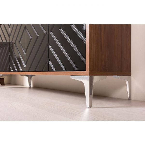 Тумба под ТВ Муар 13.261, 1380х400х730, Орех селект каминный/Черный глянец