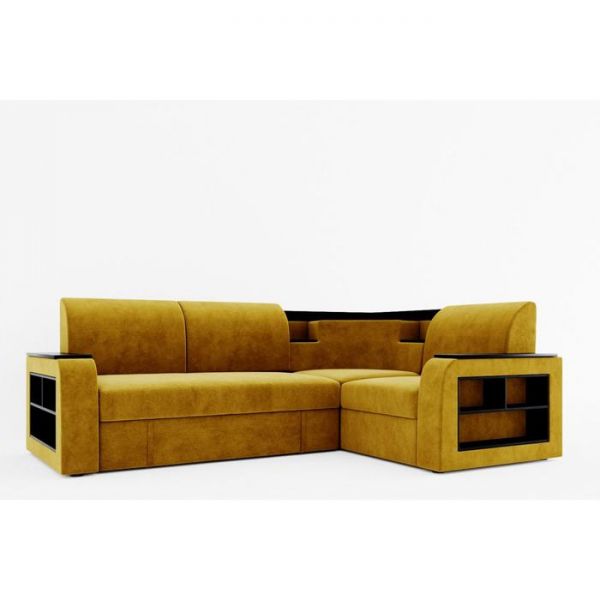 Угловой диван «Фараон», универсальный, дельфин, велюр, цвет селфи 01, вставка астор 536