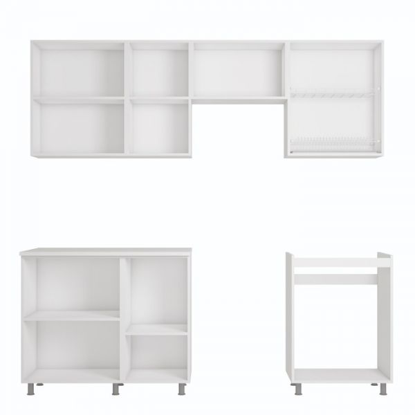 Кухонный гарнитур 2200 мм, цвет шимо светлый / шимо тёмный / столешница сахара белая