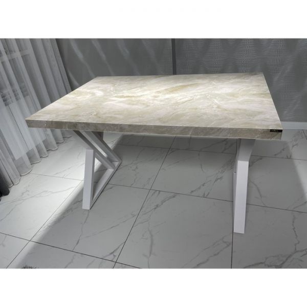 Обеденный стол «Оникс», 1200 ? 800 мм, опора «Х» чёрная, цвет чёрно-белый мрамор