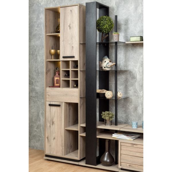 Шкаф Nature 2, 560 ? 400 ? 2116 мм, цвет гаскон пайн / чёрный