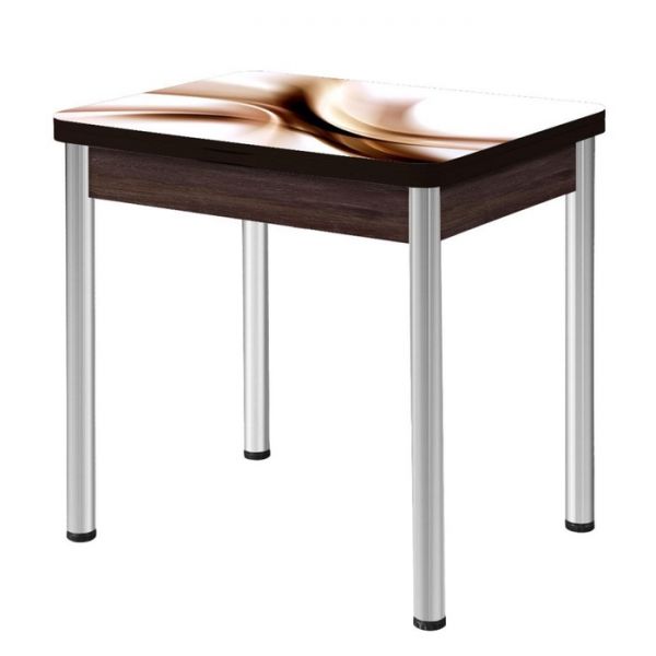 Стол поворотно-раскладной "Ника", Орхидея 3, покрытие стекло, подстолье белёный дуб