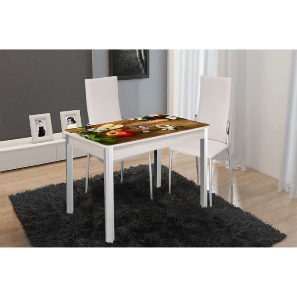 Стол «Триумф» раздвижной 100-135 см, стекло, механизм «бабочка», опоры массив, беленый дуб