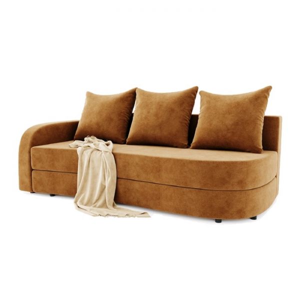 Диван прямой «Гитара», еврокнижка, ППУ, велюр, локоть левый, цвет селфи 10