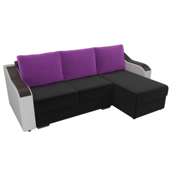 Угловой диван «Монако», механизм еврокнижка, микровельвет, цвет бежевый / коричневый