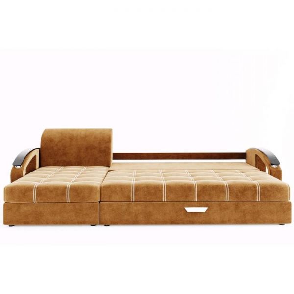 Угловой диван «Дубай», угол левый, еврокнижка, МДФ венге, цвет селфи 01, подушки селфи 03