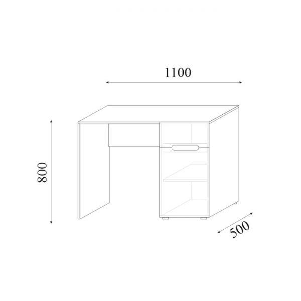 Стол письменный Хлоя, 1100х800х500, Белый глянец МДФ/Белый ЛДСП