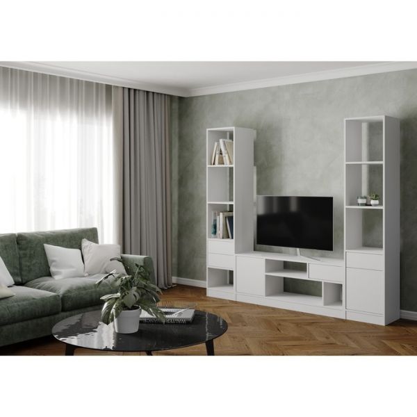 Гостиная Лена-3  2100х360х1910 белый шагрень