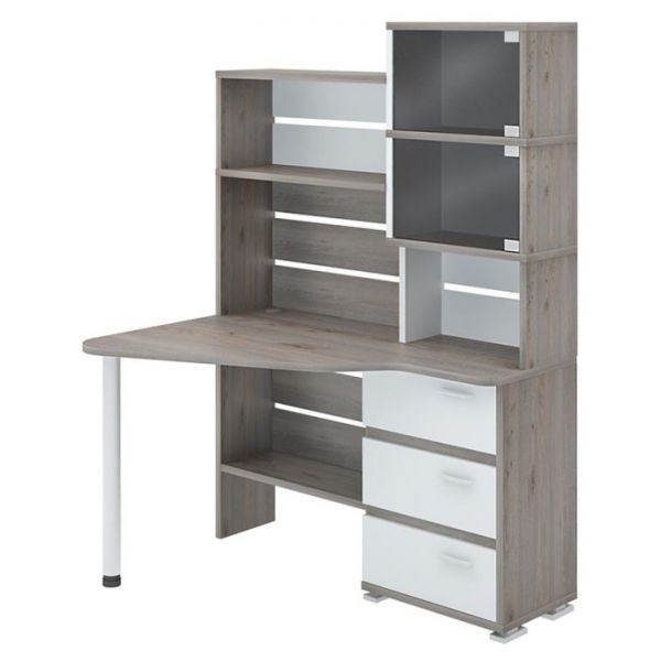 Стол СР-322, угол левый с надстройкой, 1340 ? 900 ? 1770 мм, цвет белый жемчуг