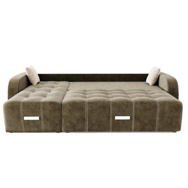 Угловой диван «Нью-Йорк», угол левый, пантограф, велюр, цвет селфи 01, подушки селфи 03