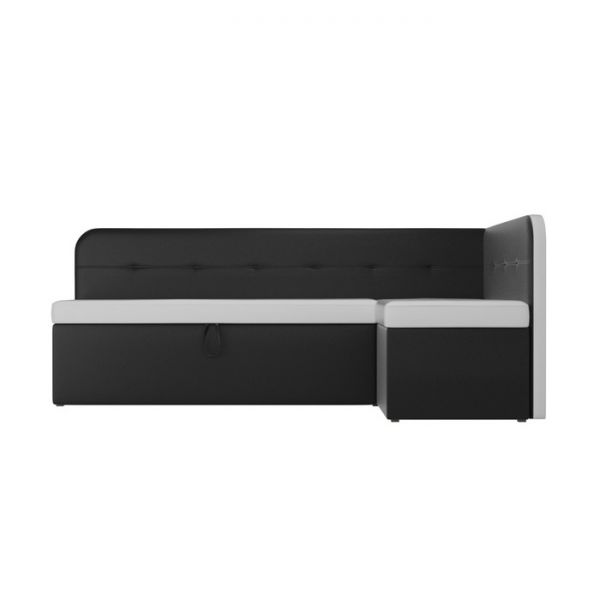 Кухонный угловой диван «Форест», механизм дельфин, экокожа, цвет белый / чёрный