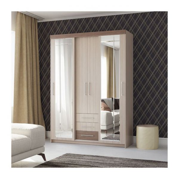 Шкаф-купе с ящиками Олимп 1600х575х2220 Ясень шимо светлый МДФ-яс.темный