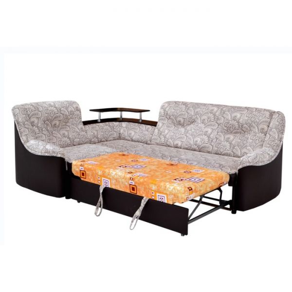 Диван-кровать "Непал" Ткань Аркон 3 + кожзам коричневый / полка венге