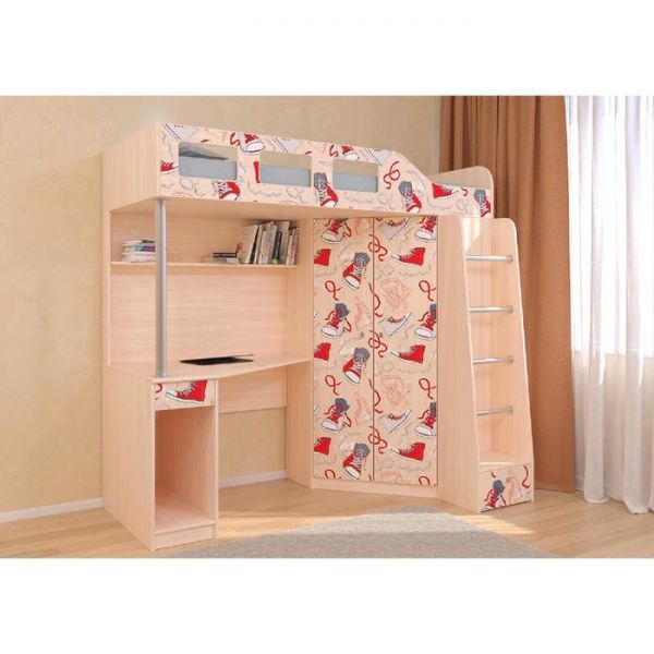 Детский комплекс «Астра 7», цвет дуб молочный, фотопечать «Кеды»