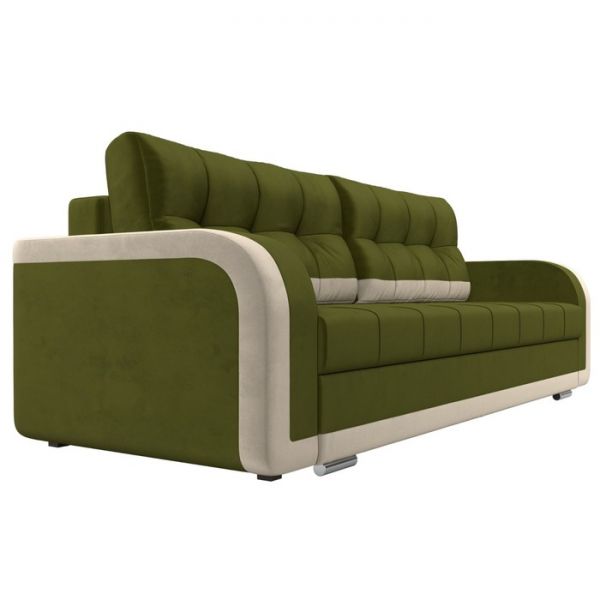 Диван прямой «Марсель», механизм еврокнижка, микровельвет, цвет бежевый / зелёный