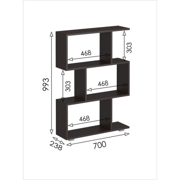 Стеллаж открытый мини «Уфимка», 700 ? 238 ? 993 мм, цвет венге