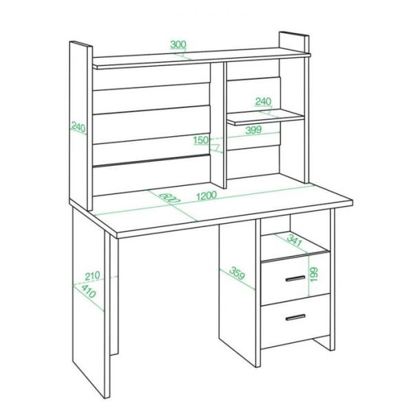 Компьютерный стол, 1200 ? 600 ? 1520 мм, цвет нельсон/белый