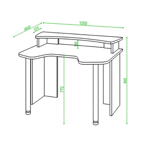 Стол с надстройкой «СКЛ Игр120», 1200 ? 900 ? 945 мм, цвет чёрный