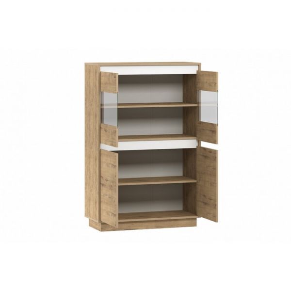 Шкаф двухдверный Virginia НМ 011.83, 942х400х1434, Белый Скандинавский/Дуб Бунратти