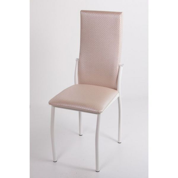 Стул на металлокаркасе Про СТ белый/капитон бежевый