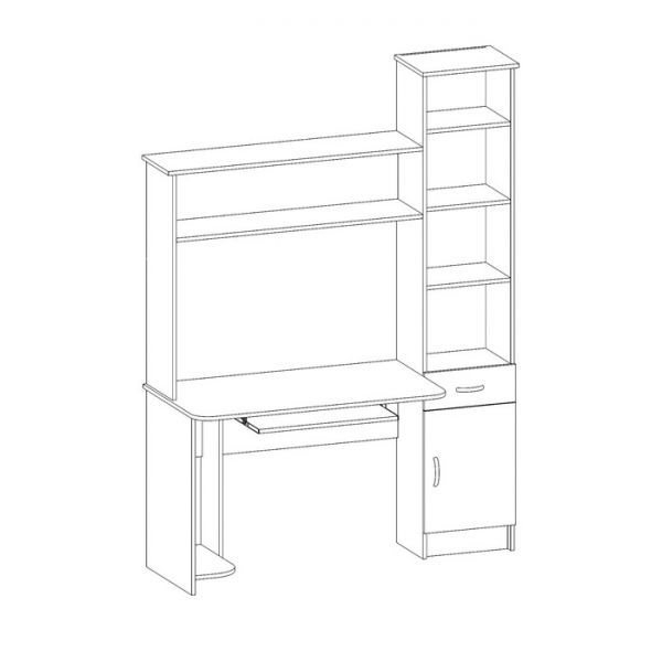 Стол компьютерный Интел-2 1500х600х2000 Бодега тёмный/Бодега светлый