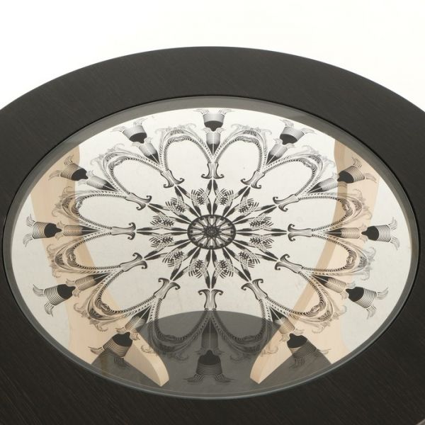 Стол журнальный СЖ-2 стекло прозрачное 685х685х550 Дуб выбеленный/Венге