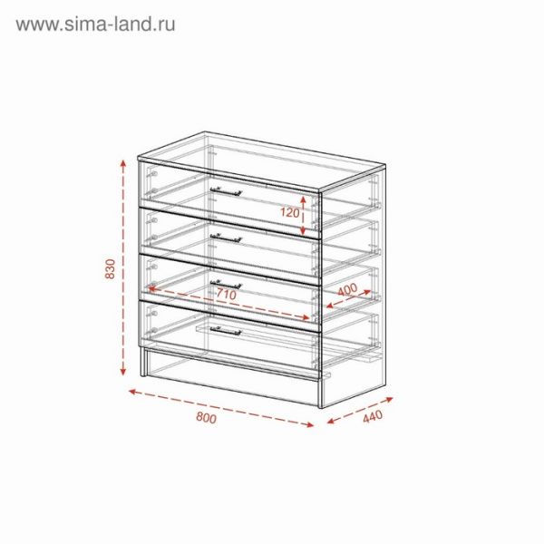 Комод Эра, 800 ? 830 ? 440, Венге/Лоредо