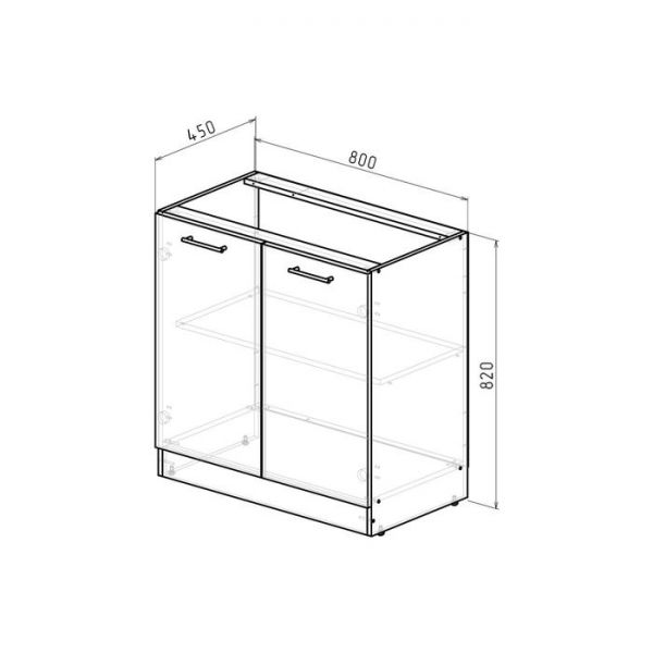 Шкаф напольный Полина 800х600х850 2 дверцы венге/бодега/дуглас темный